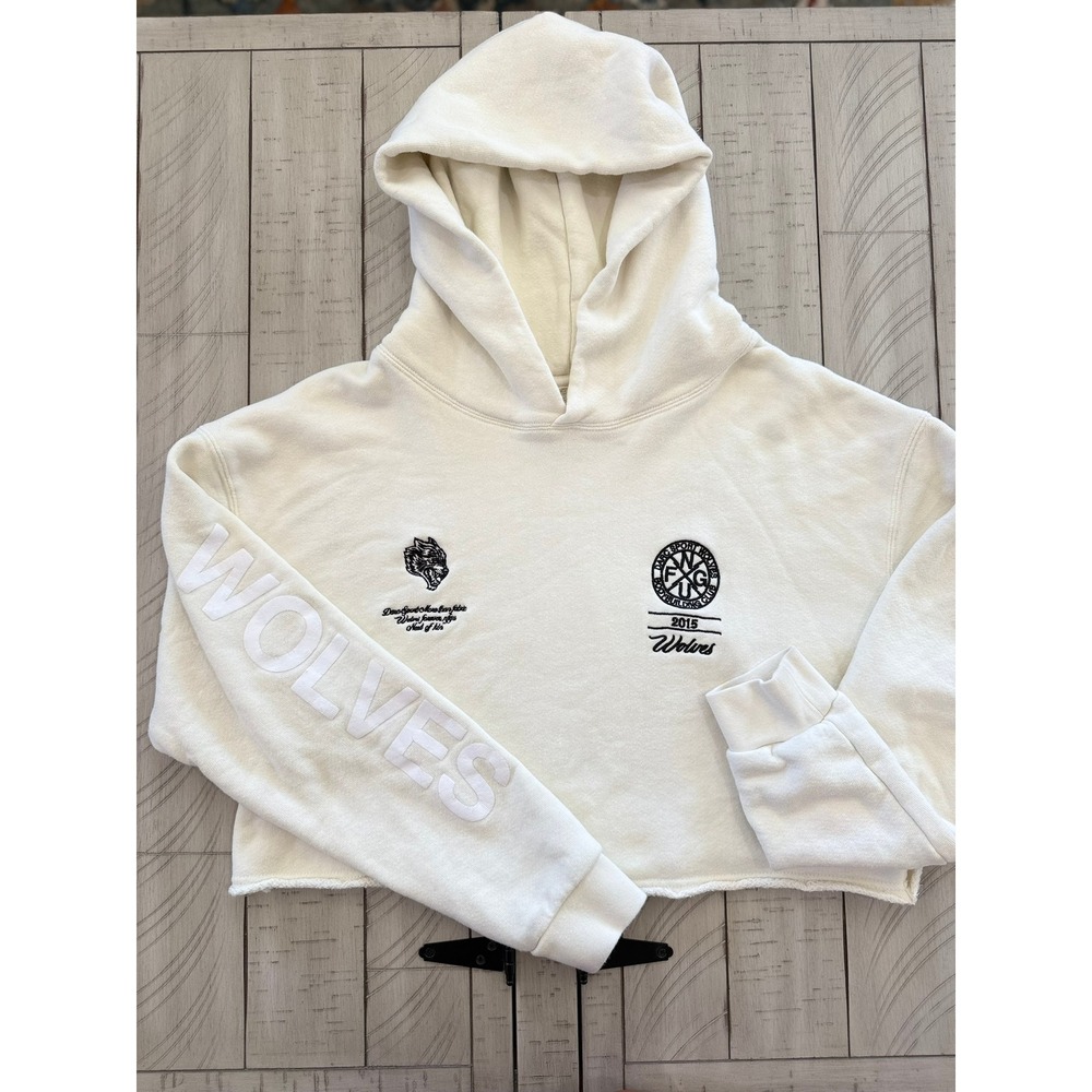 A- 005- Darc Sport Wolves Cropped Hoodie Cream SHE Limited Edition 52/500 Large